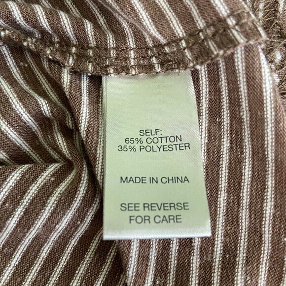 BKE Buckle V-Neck Knit Shirt Brown Cream Stripe Top Women's Size XS - Picture 12 of 14